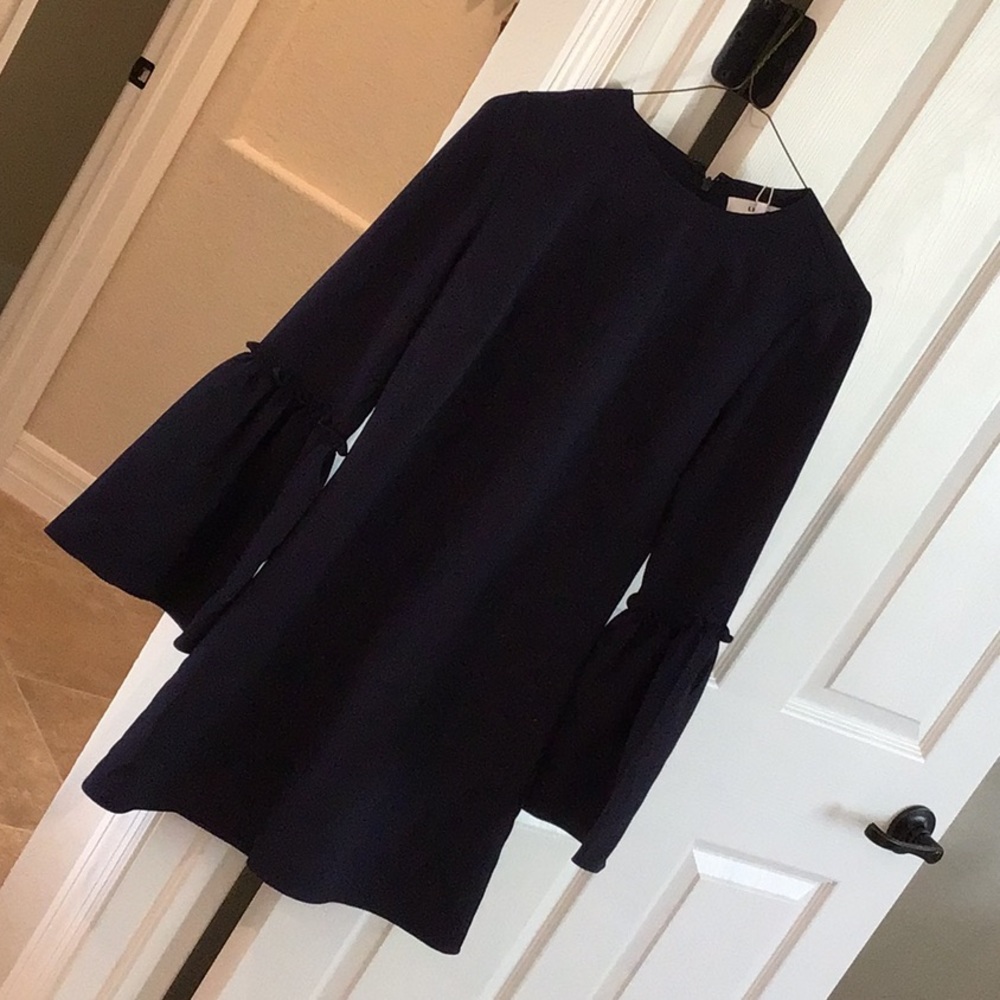 LIKELY Valentina dress, bell sleeves, back zip, navy, size 0, NWT